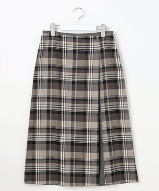 J.PRESS LADIES 【洗える】テトロンレーヨン/ウール milledタータン スカート ベージュチェック系