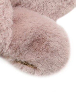 MOONBAT FURLA ファーティペット 差し込み ロゴプレート付 フェイクファーマフラー ローズピンク