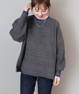 AMERICAN HOLIC 【WEB限定】配色ラインニットプルオーバー Light Gray Mixture