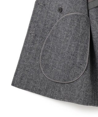 ICB WoolRever ノーカラーショートコート ヘリンボーン系