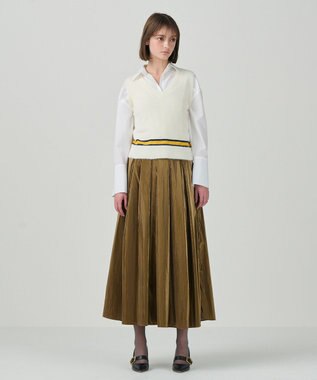 GRACE CONTINENTAL シャギーバイカラーニットノースリーブ ホワイト