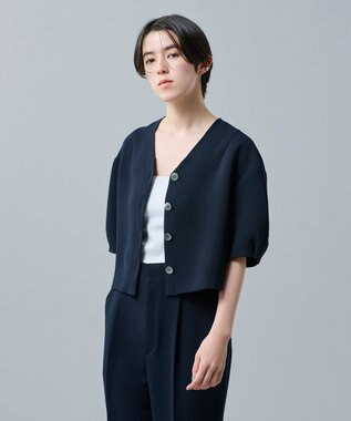 uncrave ウォッシャブルダブルクロス ブラウス ネイビー