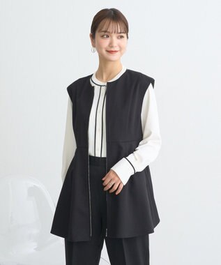 earth music&ecology ペプラムジップジレ Black