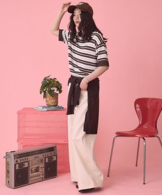 AMERICAN HOLIC 【PENNEY'S】レトロボーダー半袖ニット Ivory