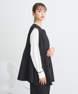 earth music&ecology ペプラムジップジレ Black