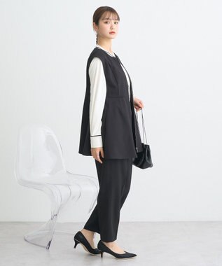 earth music&ecology ペプラムジップジレ Black