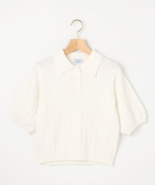 組曲 L ポロ襟 ニットプルオーバー アイボリー系