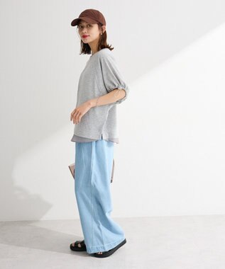 Green Parks 袖ドロストシアー裏毛ドッキングプルオーバー Gray Mixture