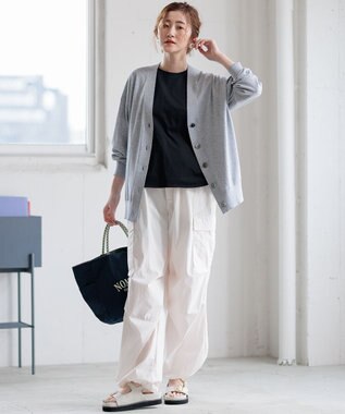 23区 【洗える】スビンハイツイストコットン カーディガン ライトグレー系