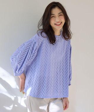 ANY L 【洗濯機可】エンブロイダリーブラウス ラベンダー