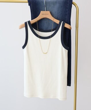 AMERICAN HOLIC バイカラーテレコタンクトップ Ivory