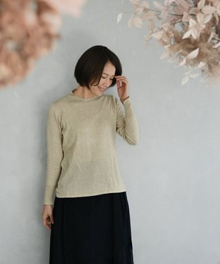 muuc 〈洗えるニット〉〈肌に優しいニット〉〈コットン＆カシミヤ〉〈通年着られるニット〉14Gハイゲージニットプルオーバー ベージュ