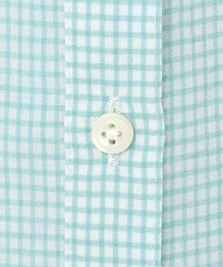J.PRESS LADIES L 【洗える】SHEER ギンガム シャツ ブラウス オフ×アクアグリーン系