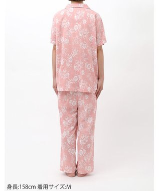 Wing パジャマ 5分袖 半袖 長ズボン 綿100%(本体) 楊柳素材 3Lまで対応 大きいサイズ 夏 レディース EP8076 ウイング／ワコール レッド