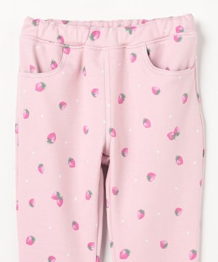 ANY KIDS 7days 裏シャギー 総柄ガーリーパンツ ピンクベージュ×イチゴ