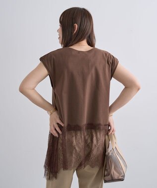 Green Parks 裾レースイレヘムフレンチＴシャツ Brown