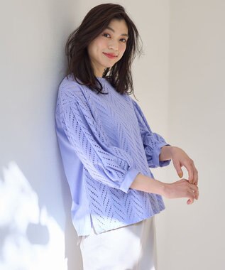 ANY 【洗濯機可】エンブロイダリーブラウス ラベンダー