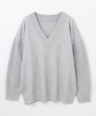 GRACE CONTINENTAL ラメVネックニットトップ シルバー