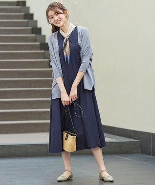 Tiaclasse L 軽やかニットドルマンカーディガン サックスグレー