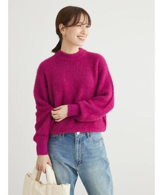 Green Parks フェザーモックネックニットプルオーバー Pink