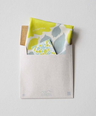 nitorito 【UNISEX】ギフトパッケージ&ステッカー付 落ち葉のブーケ ハンカチ スカーフ yellow x grayish green