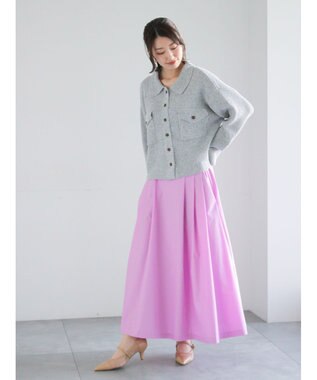 Te chichi メランジ衿ニットジャケット グレー