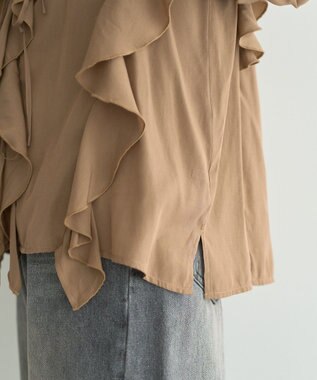 YECCA VECCA ラッフルリボンロングブラウス Camel