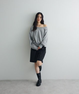 Green Parks オフショルスウェット Gray Mixture