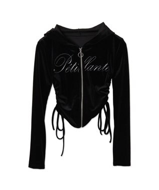 WEGO サイドドロストベロアパーカー ブラック