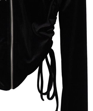 WEGO サイドドロストベロアパーカー ブラック