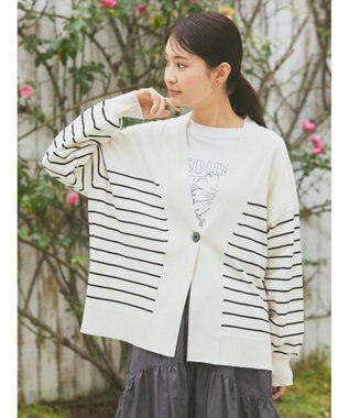 earth music&ecology ＵＶカット加工　ＢＩＧカーディガン Border