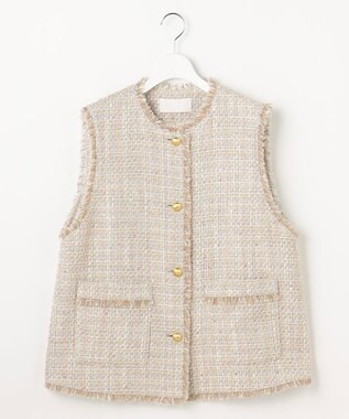 自由区 ファンシーノットツイード ジレ ベージュ