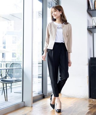 Tiaclasse 【新色追加・洗える】ノーカラーカットソージャケット グレージュ