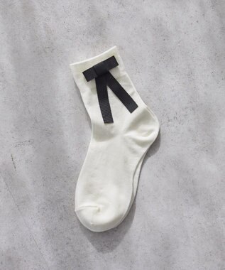 Maison de FLEUR グログランリボンソックス Ivory