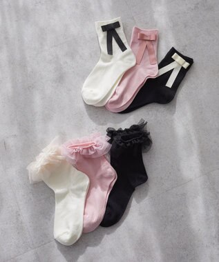 Maison de FLEUR グログランリボンソックス Ivory