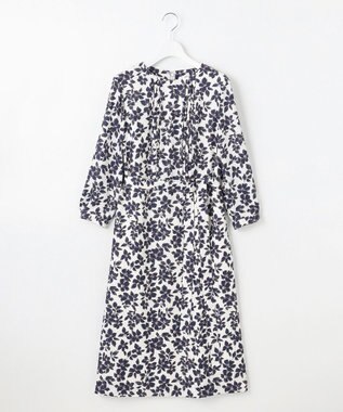 J.PRESS LADIES 【洗える】スパンフラワープリント  ワンピース オフ×ネイビー系