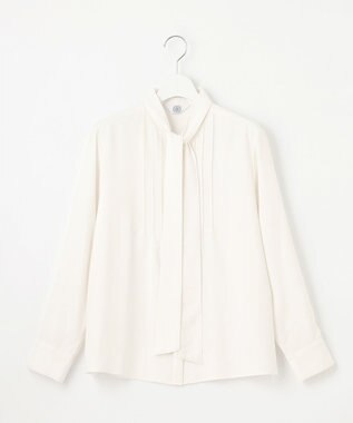 J.PRESS LADIES 【レイヤードスタイルに】ヌーディスバックサテン ボウタイ ブラウス アイボリー系