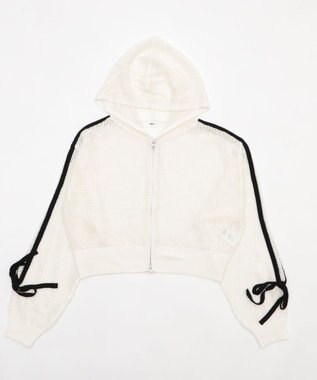 WEGO メッシュニットショートパーカー ホワイトアイボリー