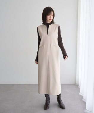 YECCA VECCA キーネックジャンスカ Light Beige