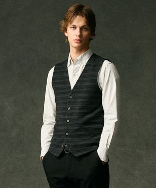 【洗える/ソフトな肌触り/軽い】シェニールヤーンジャカードニット ベスト