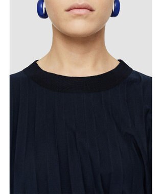 JOSEPH 【洗える】コットンプリッセ　ラウンドネックTシャツ Navy