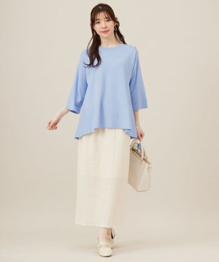ANY SIS S 【UVカット・洗える】フレアニット チュニック ライトブルー
