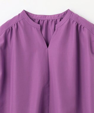 ANY ギャザーショートスリーブブラウス パープル