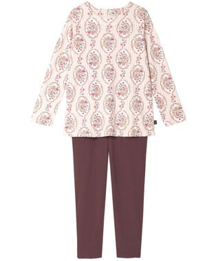 WACOAL ワコール_リラックス＆スリープ パジャマ 長袖 長ズボン 綿100％(本体) スムース素材 上下セット かぶりタイプ ミントン NDW418 /ワコール