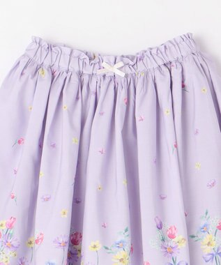 ANY KIDS フラワー ブーケ プリント スカパン ラベンダー系