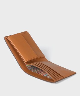 Paul Smith ベジタンストライプトリム 2つ折り財布 キャメル