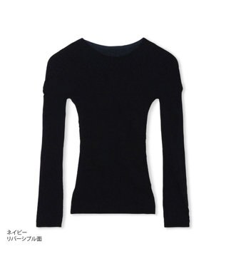 Chacott 【ノーソーイングニット】リバーシブルクルーネックトップ ネイビー