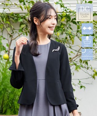 Tiaclasse L 【ダブルクロス・洗える】カラーレスジャケット ブラック