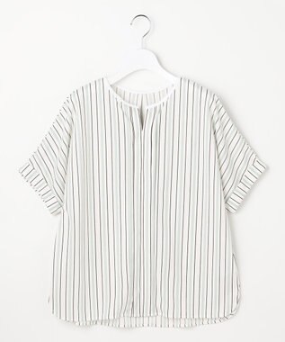 ANY SIS ジョーゼットフロントタック プルオーバー オフストライプ