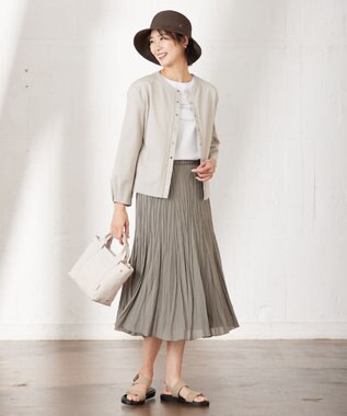 J.PRESS LADIES L 【洗える】Hari-Puru jersey カーディガン ライトグレー系